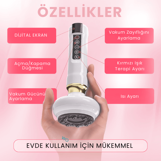 Lunaver™ Selülit Masaj Aleti dijital ekran ve çeşitli ayarlarla evde kullanım için mükemmeldir.